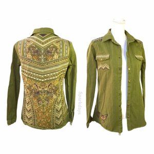 Spell Green Utility Stud Embroidered Jacket | L